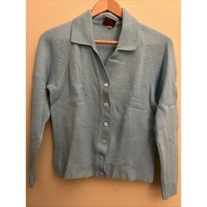 St. Michael Vintage Shetland‎ Wool Button Sweater Cardigan Collar Preppy Small